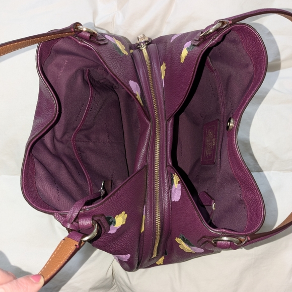 Coach Women's Edie Floral Purple Plum Bag - Picture 3 of 4